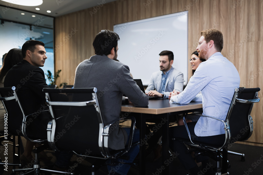 Business meeting in modern conference room Business meeting in modern conference room