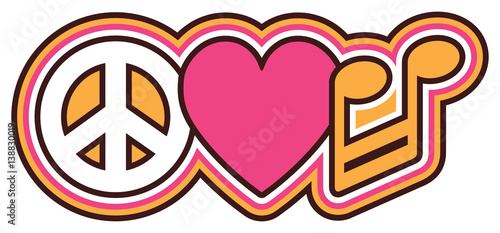Peace Love Music in Pink and Orange