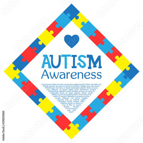 World autism awareness day. Colorful puzzles vector background. Symbol of autism. Medical flat illustration. Health care