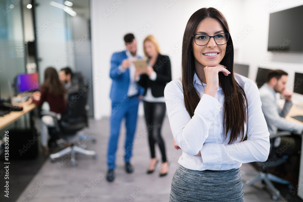 Fototapeta premium Business woman in officess representing company