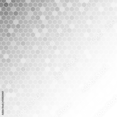 White circle mosaic on light grey background for abstract concept