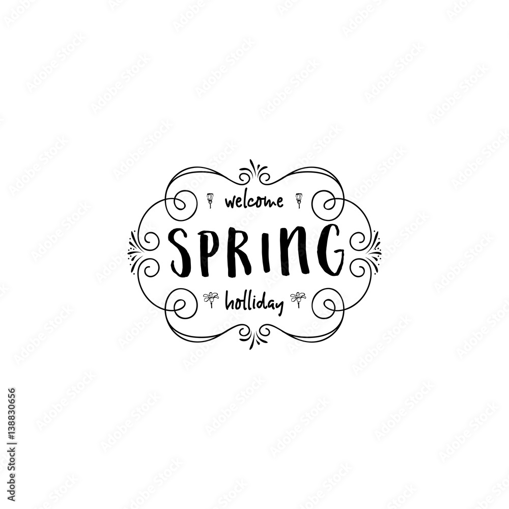Badge set for small businesses - Spring. The pattern printing plate handmade works written by hand font. It can be used in a corporate style, prints, for your design