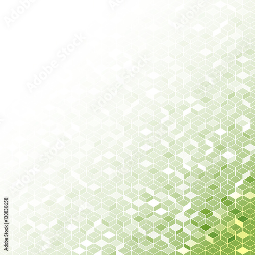 White Mosaic hexagons line on green background for abstract concept