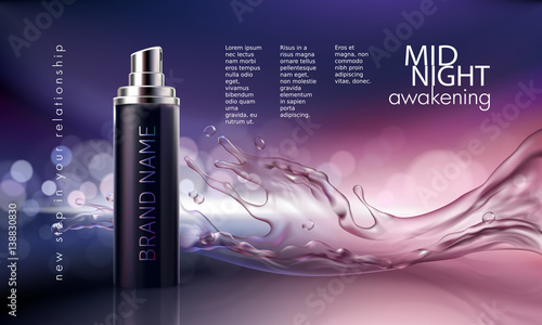 Poster for the promotion of cosmetic moisturizing and nourishing premium product