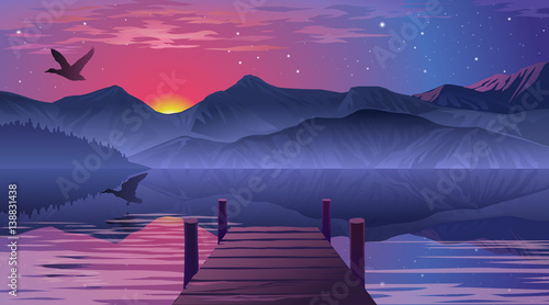 View of the lake and pier