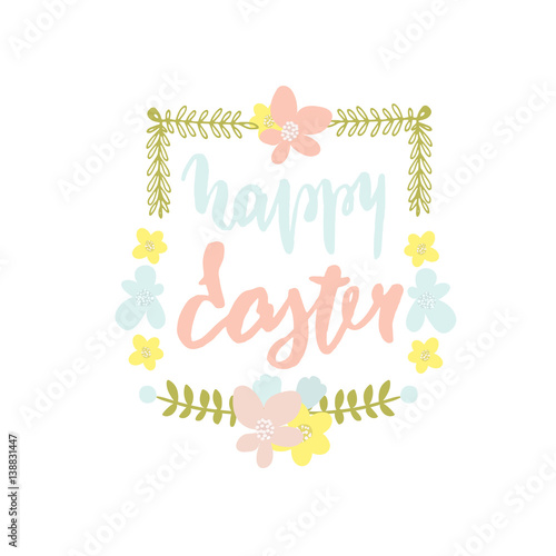 Vector illustration with pussy willow in flat style for Easter design. Floral frame with pussy willow, crocus, snowdrops, narcissus