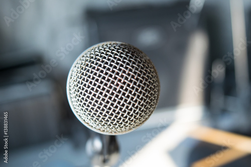 close up microphone on music hall © apichart609