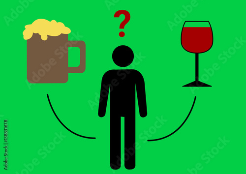 Entscheidung zwischen Bier und Wein