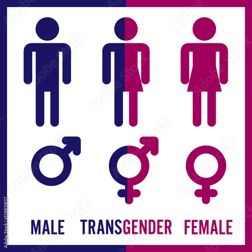 Transgender Male. Set Of Symbols. Isolated On White Background. Unisex. Stylized Human Icon Silhouettes. Stock Vector Illustration.