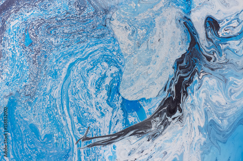 Aquamarine marbling texture. Abstract  background with  waterfall. Handmade oil painted surface. Liquid paint.