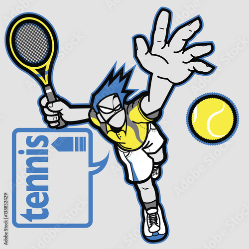 Tennis player with speech bubble
