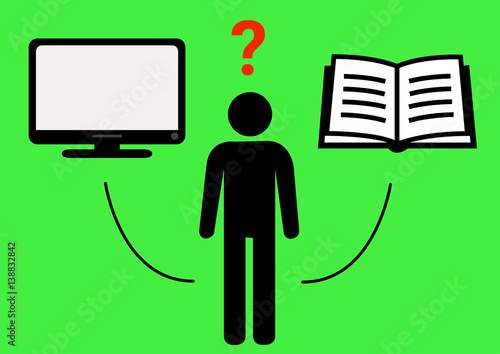 Entscheidung zwischen Fernseher und Buch