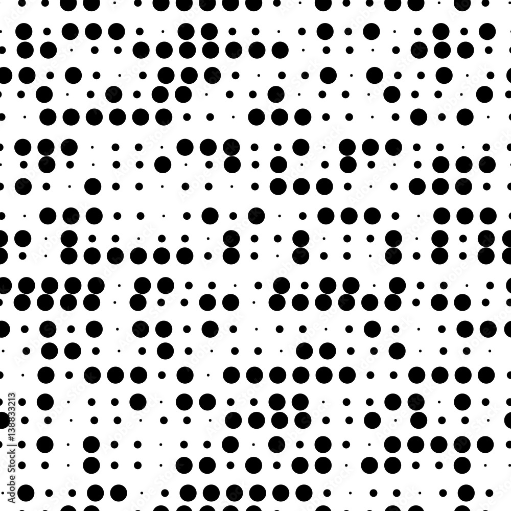 Seamless geometric black and white ornament generated by random circles Seamless geometric black and white ornament generated by random circles