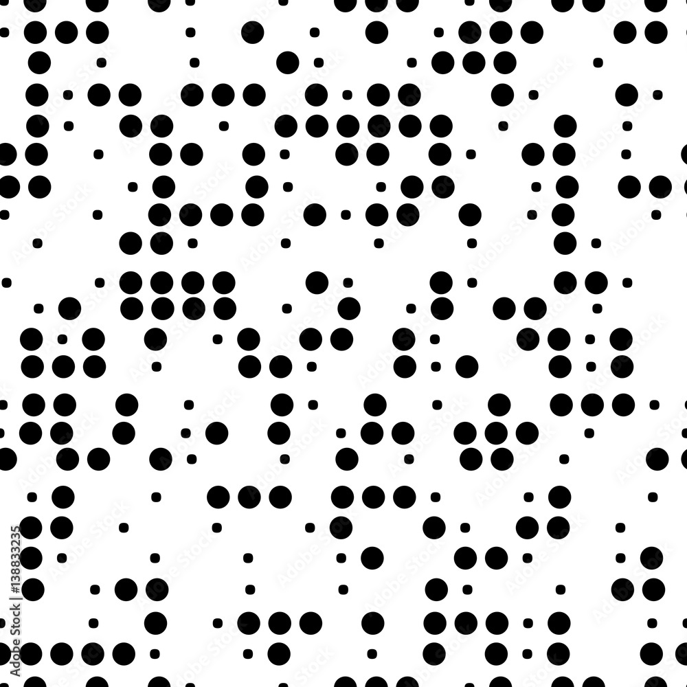 Seamless geometric black and white ornament generated by random circles Seamless geometric black and white ornament generated by random circles