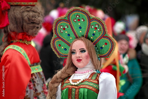 Doll dressed in Slavic holiday Maslenitsa