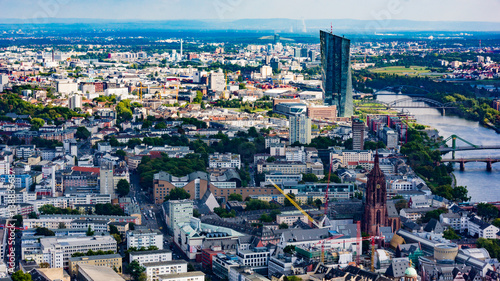 View to skyline of Frankfurt from Maintower in Frankfurt  Germany