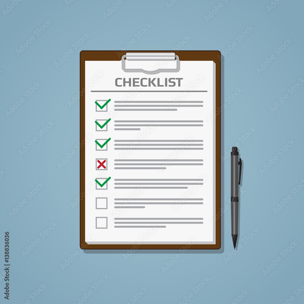 Checklist in notepad Checklist in notepad