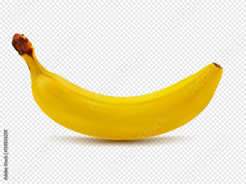 Banana realistic image with transparent shadow vector illustration isolated on plaid white background