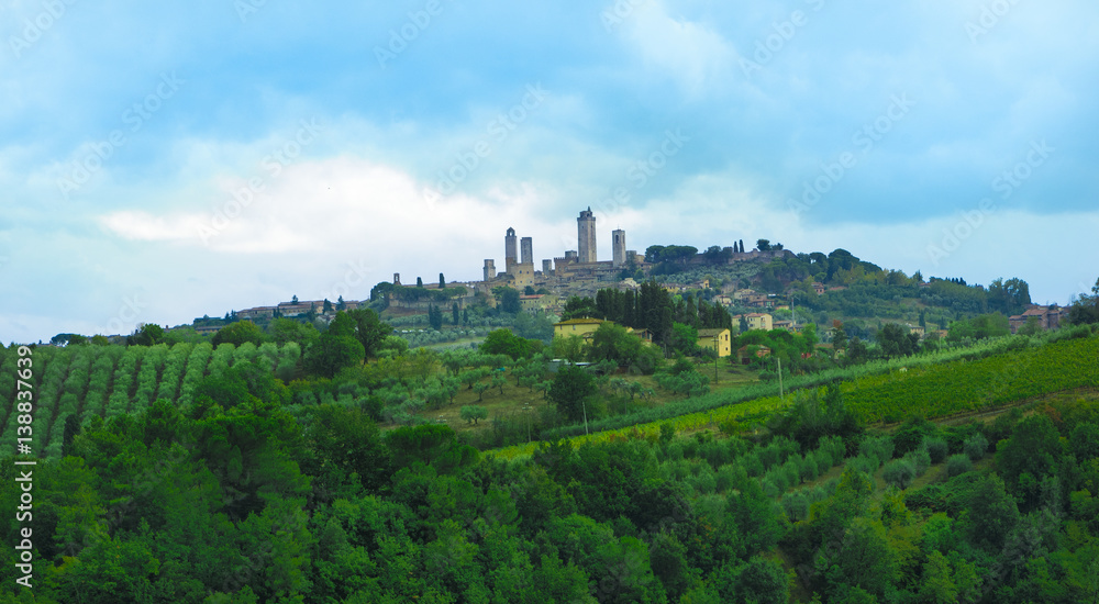 Panoramic view of San Gimignano_ Tuscany, Italy