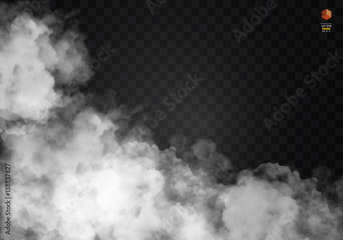 Fog or smoke isolated transparent special effect. White vector cloudiness, mist smog background. illustration