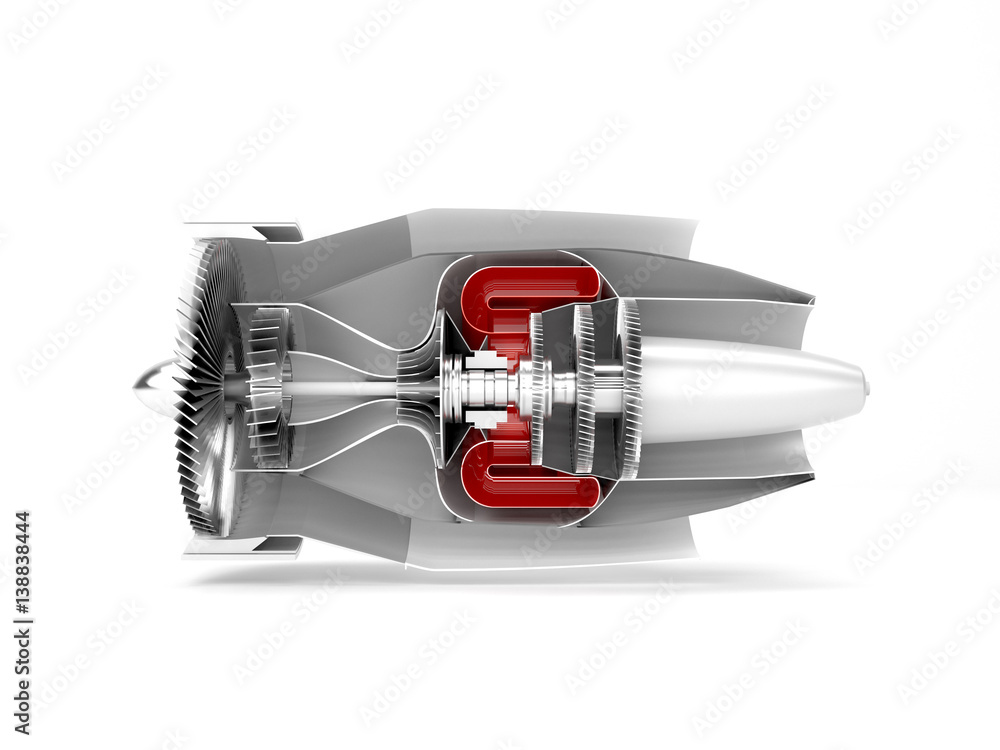 Jet airplane engine cross section isolated on white Stock Illustration ...