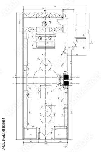 Standard office furniture symbols on floor plans