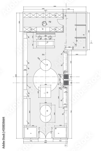 Standard office furniture symbols on floor plans