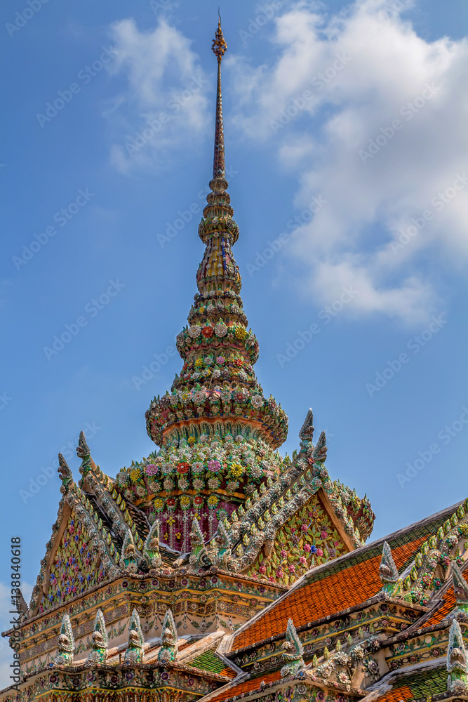 Detail of Wat Phra Kaew, Thailand