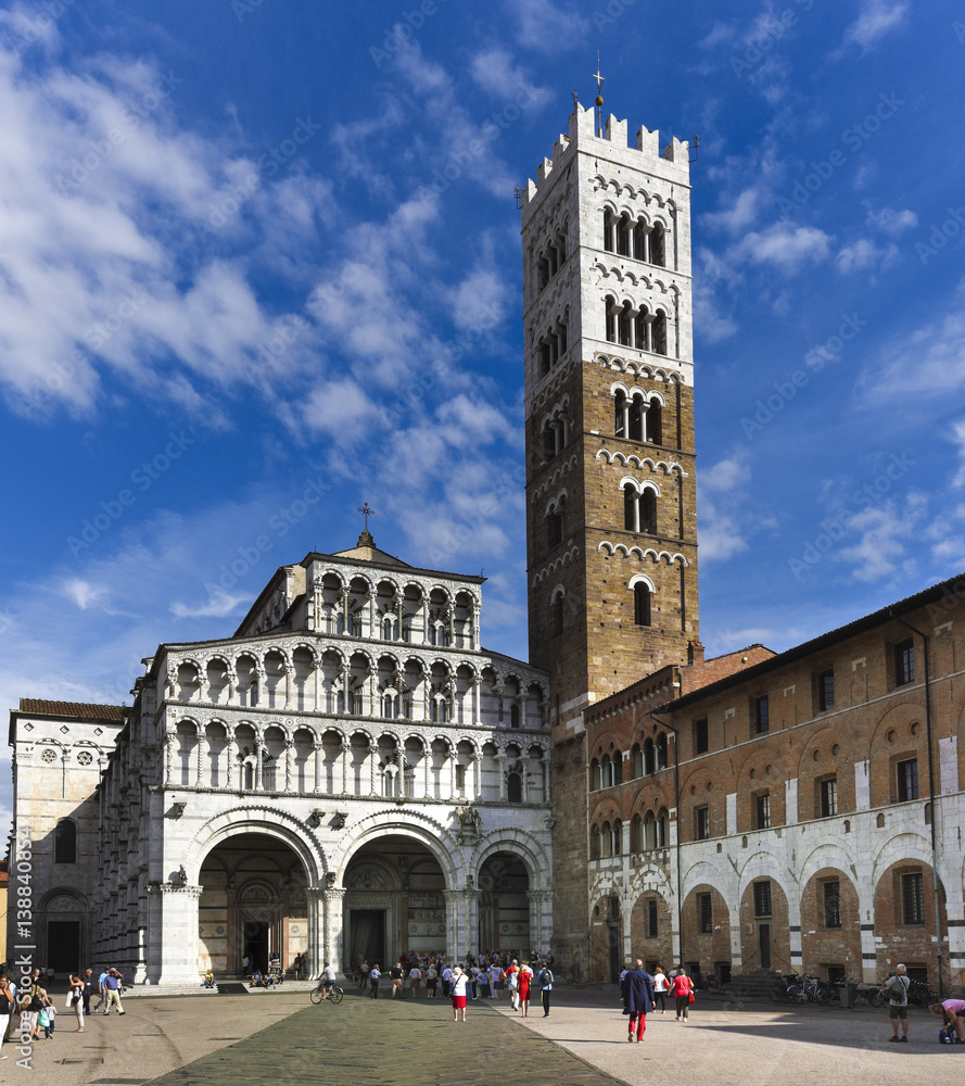 San Martino Cathedral Lucca with Belltower, Tuscany, Italy