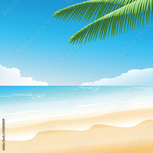 blue sea beatiful with coconut tree