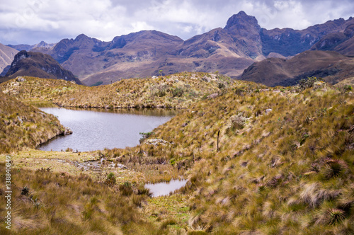 Landscape with lake in Cajas National Park, Cuenca, Ecuador
