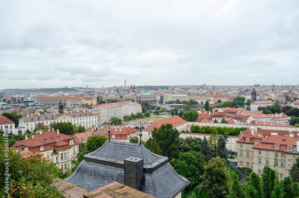 view of Prague city from hill