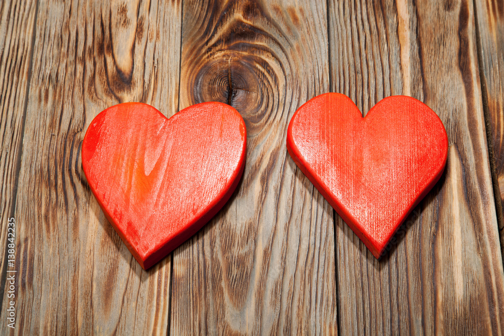Holidays gift and heart on wooden rustic background. Valentines day Holidays gift and heart on wooden rustic background. Valentines day