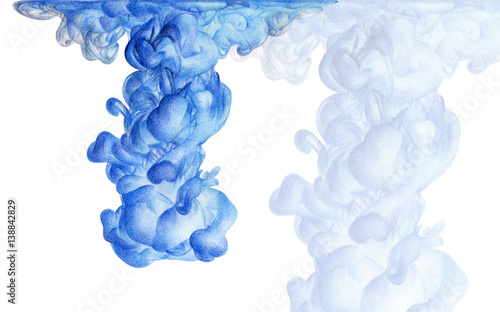 Illustration with abstract cloud of ink drawn by hand with colored pencils. Watercolor in water. Holi. Liquid ink. Pencil drawing. Element for design. Background for poster, web design, wallpapers