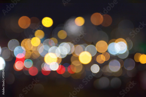 Night city street lights bokeh background