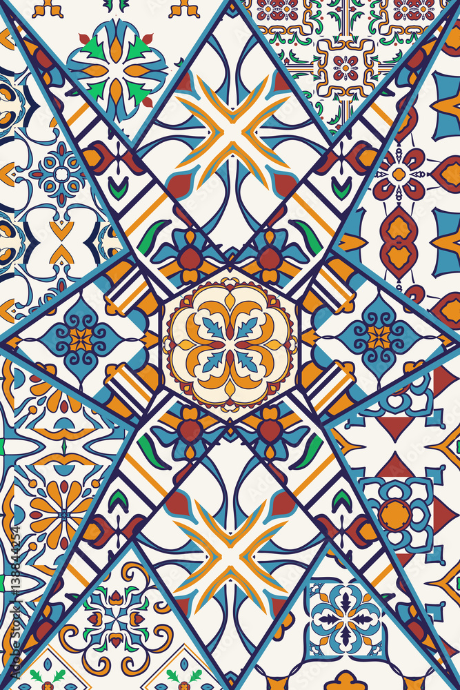 Vector decorative background. Mosaic patchwork pattern for design and ...