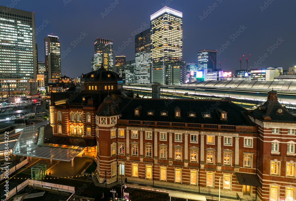 central of tokyo and tokyo train station at dusk central of tokyo and tokyo train station at dusk