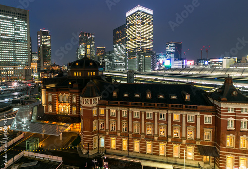 central of tokyo and tokyo train station at dusk