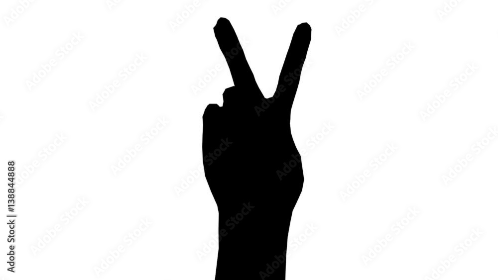 Gesture of victory black. Alpha channel. 4K. Gesture of victory black. Alpha channel. 4K.