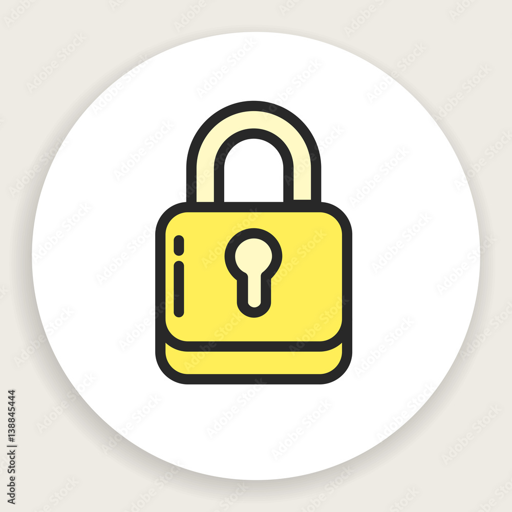 Vector round icon of linear flat lock Vector round icon of linear flat lock