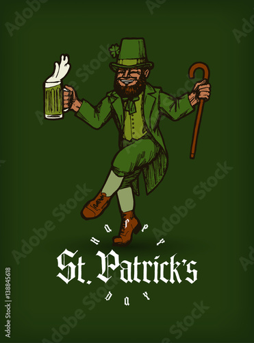 vintage leprechaun - st. Patrick's day print.