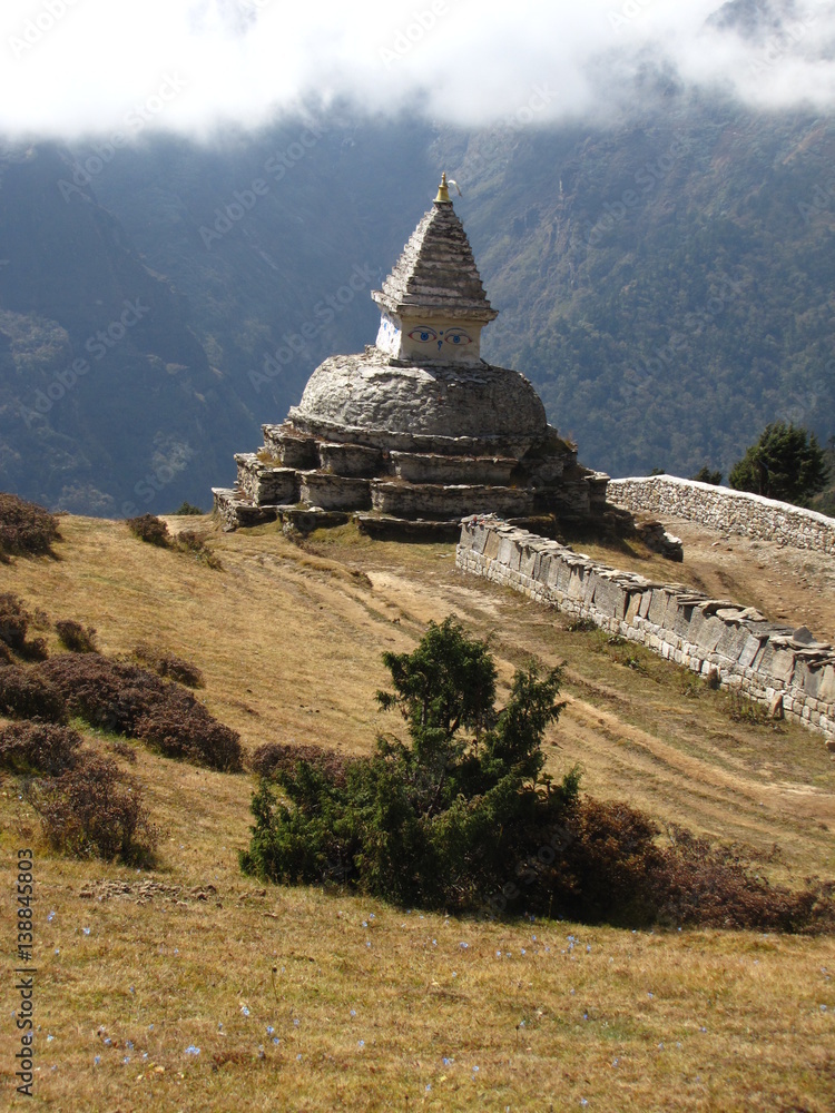 Buddhist stupa in the Himalayas.