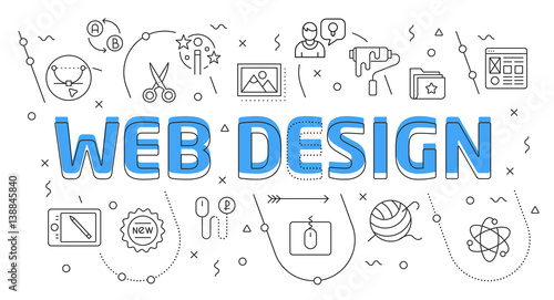 Linear flat illustration for presentations white background web design