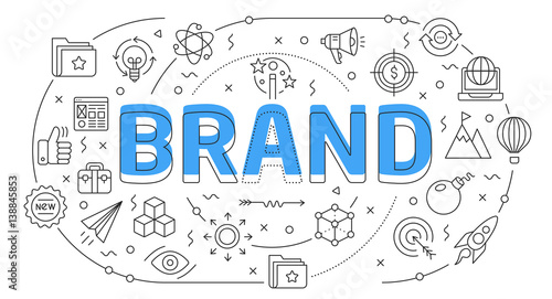 Linear flat illustration for presentations white background brand