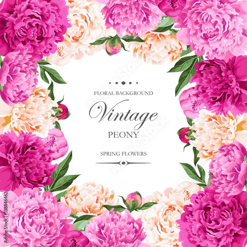 Greeting card with peonies