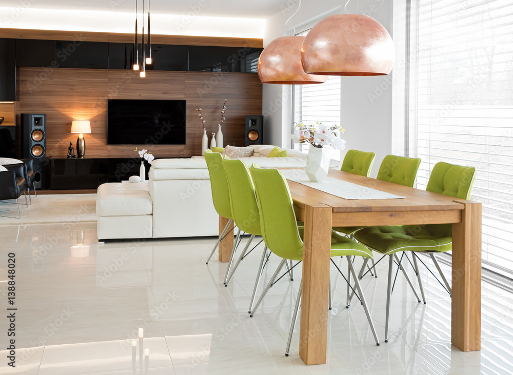 Fototapeta premium Dinning room and living room