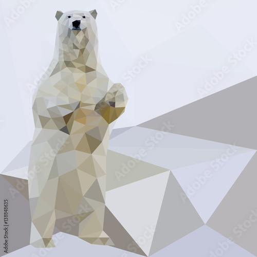 Fototapeta Vector polar bear stylized triangle polygonal model