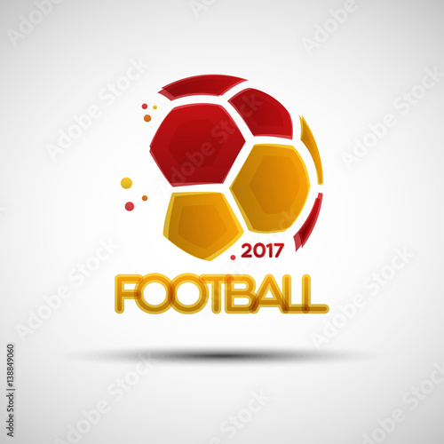 Abstract soccer ball with Spainish national flag colors