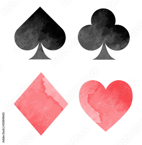 Watercolor playing card suits