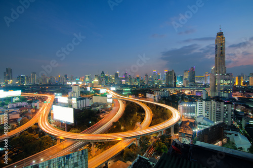 Bangkok Expressway and Highway top view in Bangkok, Thailand